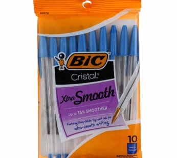 BIC Cristal Ballpoint Pen, Medium Point, Blue – 10 Ea(Pack of 2)