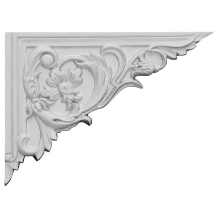 Ekena Millwork SB08X06FL-R Flower, Right Stair Brackets, 8 5/8"W x 6 1/4"H x 5/8"D, Primed