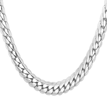 U7 Platinum Plated Snake Curb Chain|Men Womens Flat Link for Rapper 6MM Wide Choker Neckla - Image 2
