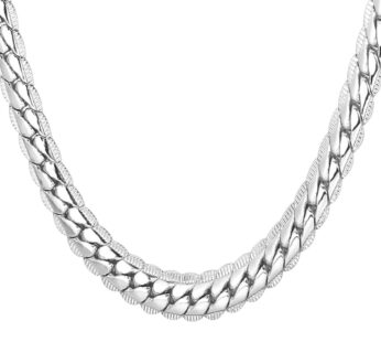 U7 Platinum Plated Snake Curb Chain|Men Womens Flat Link for Rapper 6MM Wide Choker Neckla