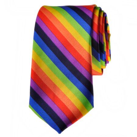 TopTie Unisex Diagonal Colorful Rainbow Stripe Skinny 2 Inch Necktie