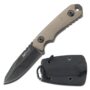 MTech USA   Fixed Blade Knife   Neck Knife   Stonewashed Finish Blade w/ Tan G10 Handle, F