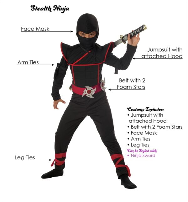 Kids Stealth Ninja Costume Small (6-8) - Image 6