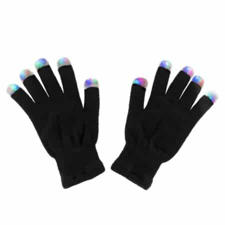 Super Z Outlet Black Knit Gloves LED Strobe Fingertips with 3 Colors for Light Shows, Rave