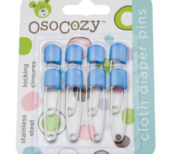 OsoCozy Diaper Pins – (Blue) – Sturdy, Stainless Steel Diaper Pins with Safe Locking Closu