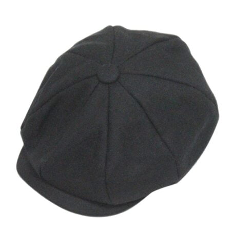 Classic 8 Panel Wool Tweed Newsboy Gatsby Ivy Cap Golf Cabbie Driving Hat,Black, #58
