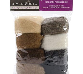 Dimensions Needlecrafts Natural Earth Tone Wool Roving for Needle Felting, 8 pack, 80g
