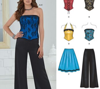 Simplicity Creative Patterns New Look 6242 Misses’ Corset Top, Pants and Skirt, A (4-6-8-1