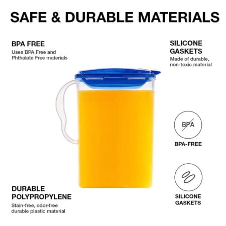 LocknLock Aqua Fridge Door Water Jug with Handle BPA Free Plastic Pitcher with Flip Top Li - Image 6