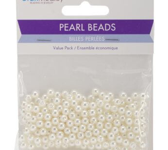 Craft Medley 256 Piece Acrylic Pearl Beads, 5mm, Ivory