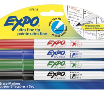 EXPO Low-Odor Dry Erase Markers, Ultra-Fine Tip, Assorted Colors, 4 Count