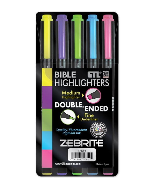 G.T. Luscombe Company, Inc. Zebrite Double Ended Bible Highlighters | No Bleed Pigmented I