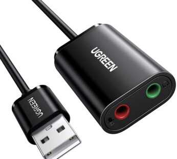 UGREEN USB to Audio Jack Sound Card Adapter with Dual TRS 3-Pole Headphone and Microphone