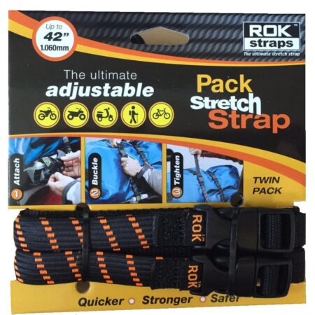 ROK Straps ROK-10306 Black/Orange 12" - 42" Pack Adjustable Stretch Strap - Image 2