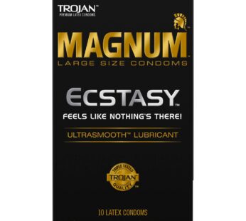TROJAN Magnum Ecstasy Large Size Condoms, Black, 10 Count