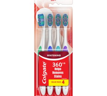 Colgate 360 Optic White Whitening Toothbrush, Adult Soft Toothbrush with Whitening Cups, H