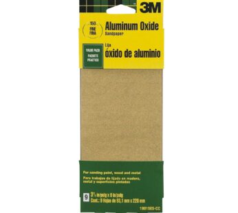 3M 19015NA-CC 19015ES-CC Fine Grit Aluminum Oxide Sandpaper for Paint, Wood, & Metal, 3-2/