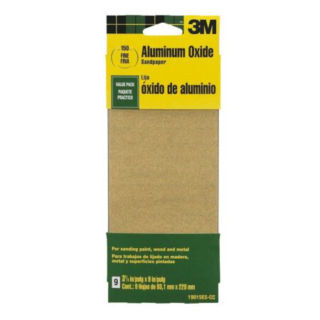 3M 19015NA-CC 19015ES-CC Fine Grit Aluminum Oxide Sandpaper for Paint, Wood, & Metal, 3-2/