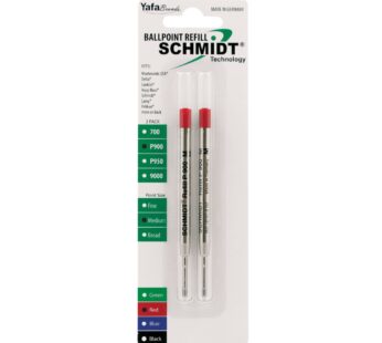 Schmidt P900 Ballpoint Tc Ball Parker Style Refill Medium, Red, 2 Pack Blister (SC58137)