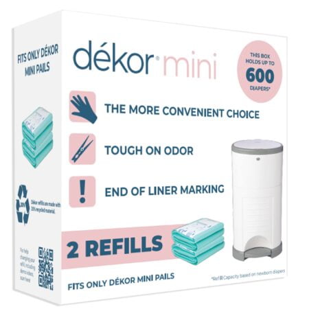 Diaper Dekor Mini Diaper Pail Refills | 2 Count | Most Economical Refill System | Quick &