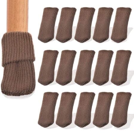 BLUECELL 16pcs Knitting Wool Furniture Socks/Chair Leg Floor Protector (Brown Color)