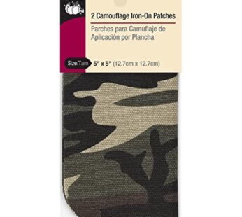 Dritz Heavy Canvas, 5 x 5-Inch, 2 Count, Camouflage Green Iron-On Patches