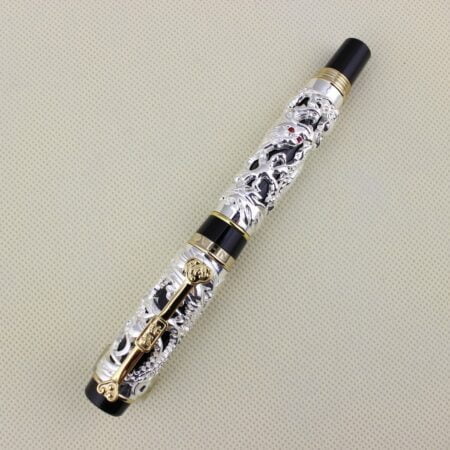 Gullor Advanced Fountain Pen Jinhao Chinese Dragon Bronze White with Black Heavy Gift Pen