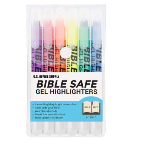 U.S. Office Supply Bible Safe Gel Highlighters, 6 Pack Set - 6 Different Bright Neon Fluor - Image 2