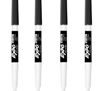 EXPO Low Odor Dry Erase Markers, Fine Point, Black, 4-Count