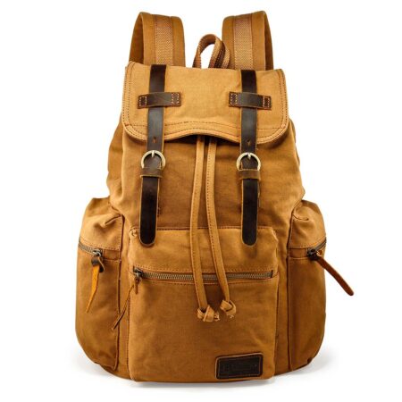 GEARONIC 21L Vintage Canvas Backpack for Men Women Leather Rucksack Knapsack 15 inch Lapto - Image 2