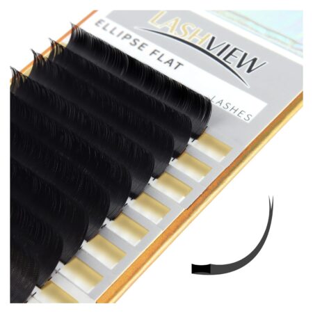 LASHVIEW Eyelash Extensions,Ellipse Flat Eyelash Extensions 0.20mm C Curl 8-15mm Mixed Tra
