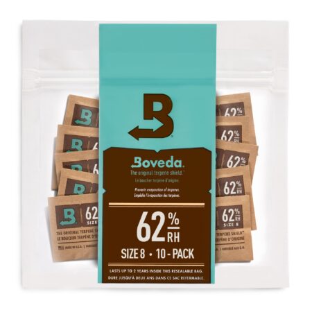 Boveda 62% RH Size 8-10 Pack Two-Way Humidity Control Packs - For Storing 1 oz - Moisture
