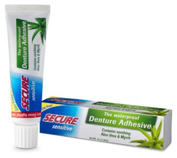 Secure Sensitive Gums Waterproof Denture Adhesive Zinc Free with Aloe Vera & Myrrh – Extra