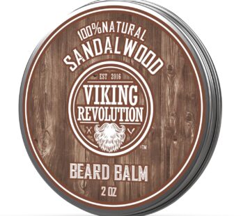 Viking Revolution Beard Balm with Sandalwood Scent and Argan & Jojoba Oils- Styles, Streng