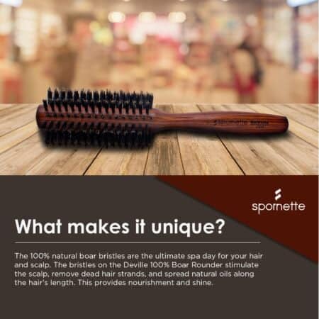 Spornette Deville Round Brush, 2 Inch, Boar Bristle Hair Brush - For Blow Drying, Styling, - Image 3