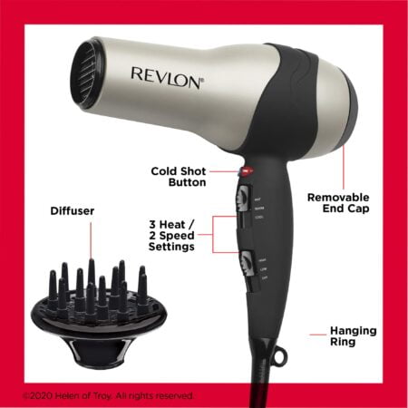 REVLON Turbo Hair Dryer | 1875 Watts of Maximum Shine, Fast Dry (Silver) - Image 5