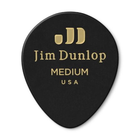 JIM DUNLOP 485P03MD Genuine Celluloid Tear Drop, 12/Player's Pack, Black
