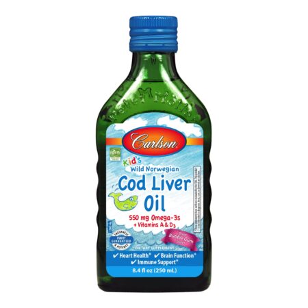 Carlson - Kid's Cod Liver Oil, 550 mg Omega-3s, Vitamins A & D3, Wild Norwegian, Bubble Gu - Image 2