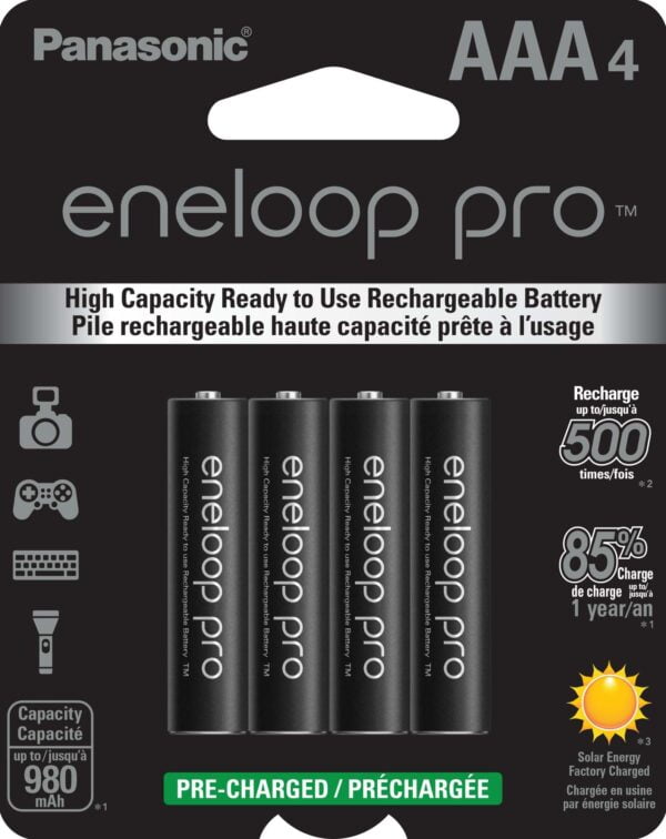 Panasonic BK-4HCCA4BA eneloop Pro AAA High Capacity Ni-MH Pre-Charged Rechargeable Batteri