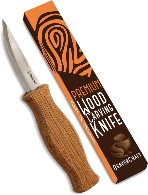 BeaverCraft Wood Carving Knife for Whittling Sloyd Knife C4 3.14" Wood Whittling Knife for