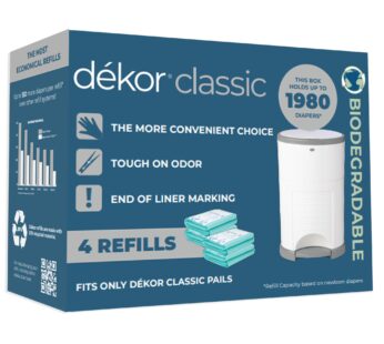 Diaper Dekor Classic Diaper Pail Biodegradable Refills | 4 Count | Most Economical Refill