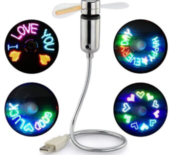 SAYTAY USB Fan with LED Display, Small Personal Portable Programmable LED Fan, Funny USB T