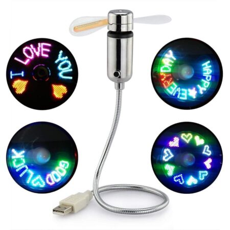 SAYTAY USB Fan with LED Display, Small Personal Portable Programmable LED Fan, Funny USB T