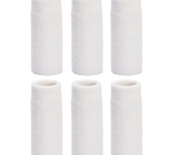 Unique Sports Wrist Towel 6 Pack – 6 inch Long Wristband, White
