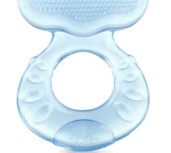 Nuby Silicone Teethe-eez Teether with Bristles, Includes Hygienic Case, Blue