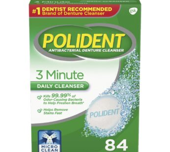 Polident 3 Minute Triple Mint Antibacterial Denture Cleanser Effervescent Tablets, 84 coun