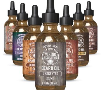 Viking Revolution Unscented Beard Oil for Men – Natural Mens Beard Oil with Argan Oil and