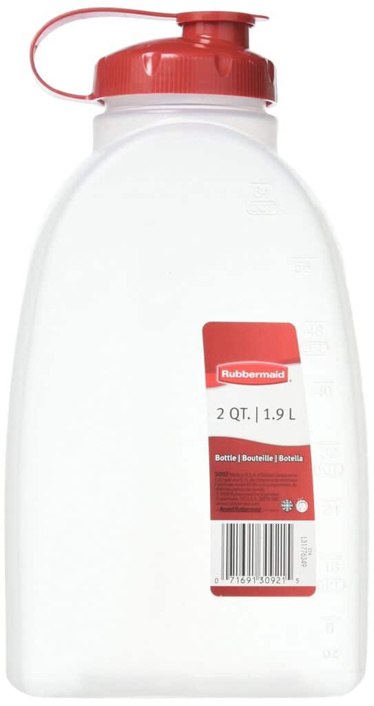 Rubbermaid 071691309215 1776349 2 Quart Servin' Saver Bottle, 1-Pack, Red, Plastic