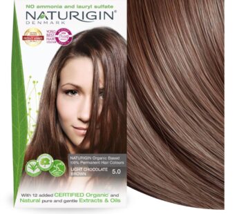 Naturigin Permanent Hair Dye, 5.0 Light Chocolate Brown, Ammonia and Paraben Free, up to 1