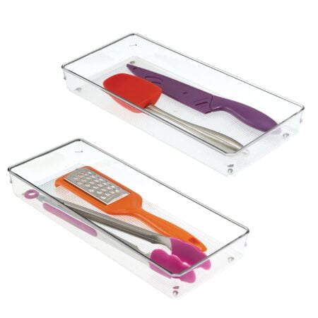 iDesign Linus Plastic Kitchen Drawer Organizer for Silverware, Spatulas, Cutlery, Gadgets,
